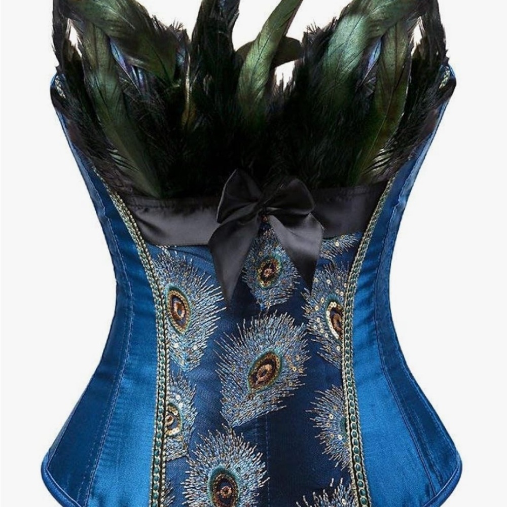 Peacock Feather Embellished Corset